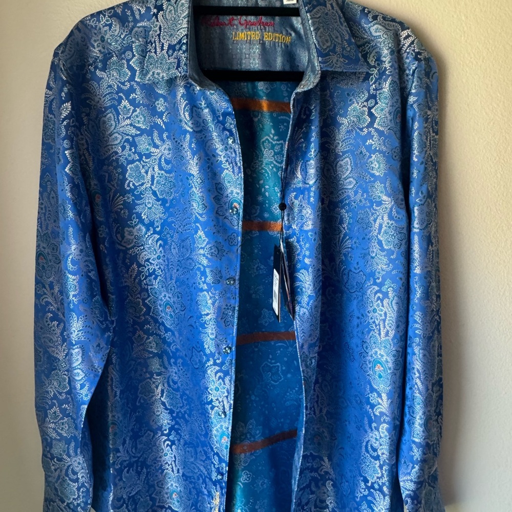 Robert Graham Blue Paisley Lightweight Shirt Jacket